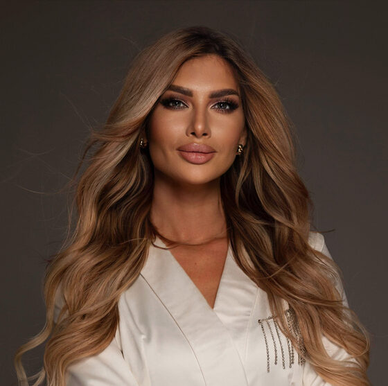 Anastasiia Zolotova, permanent makeup artist and educator, in her Miami studio