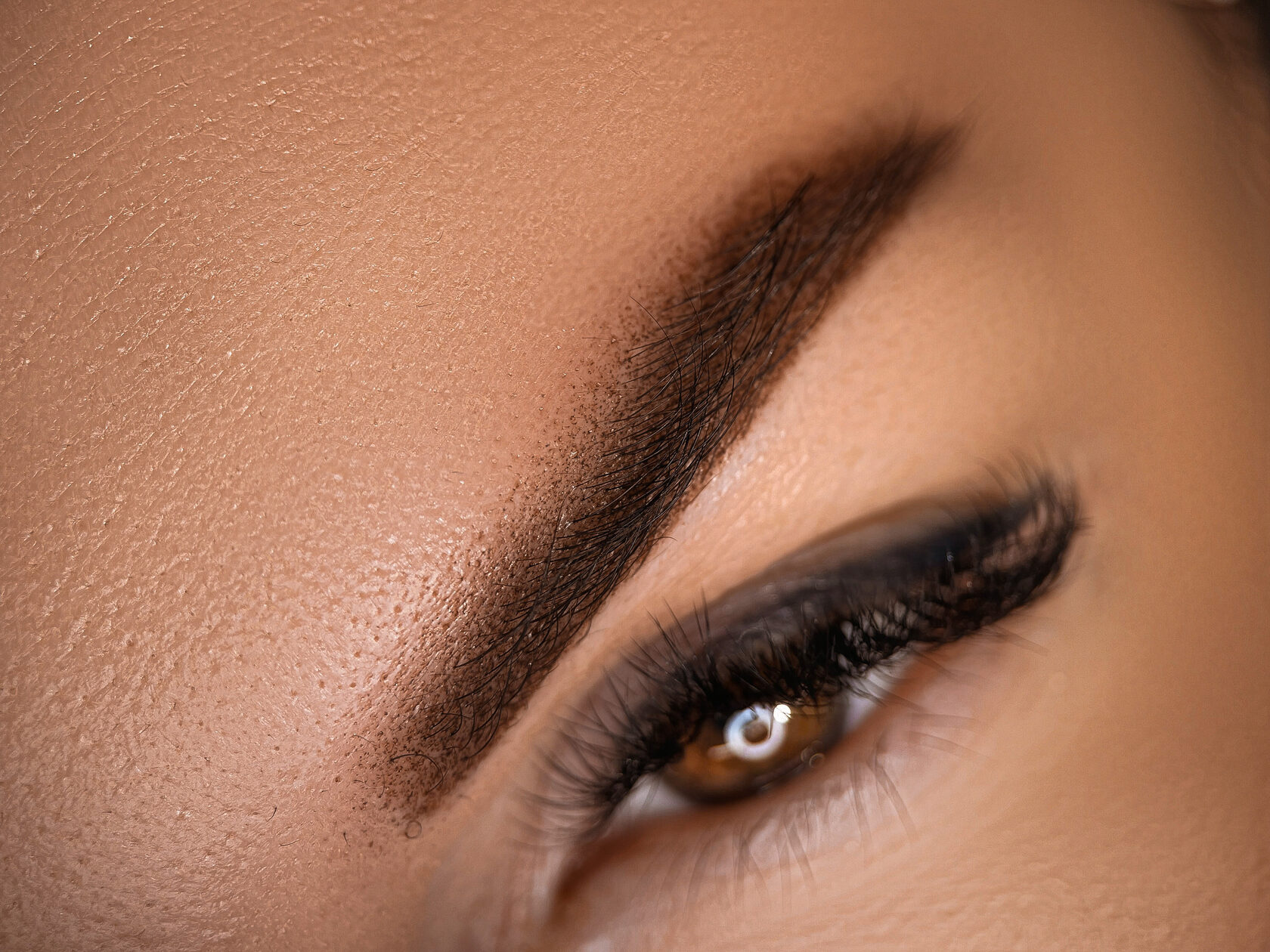 Detail photograph of powder ombre brow shading